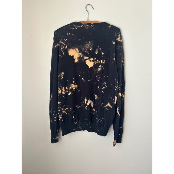 Buttoned Down Black Bleach Splatter Crew Neck Pullover Sweater XL Streetwear - Picture 1 of 4